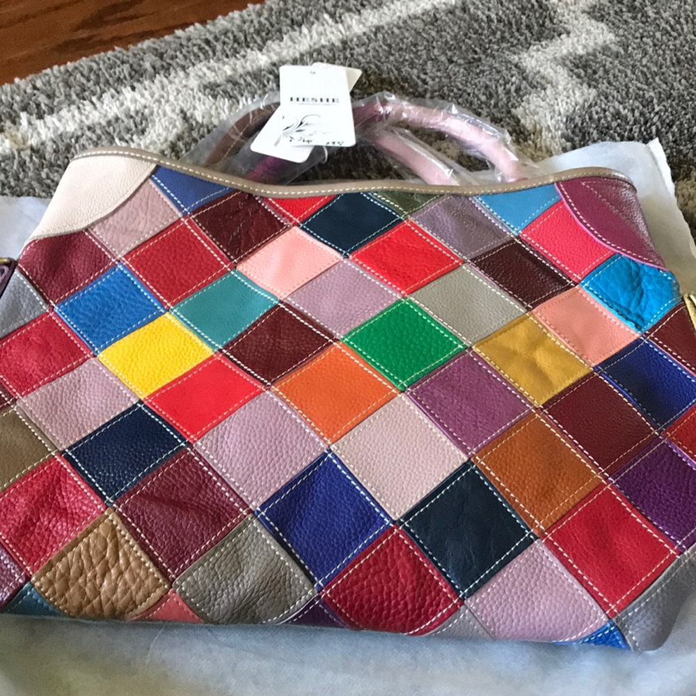 HESHE multi color hobo tote hand bag $35